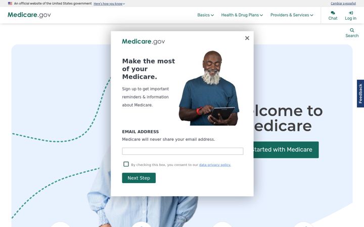 Screenshot von medicare.gov