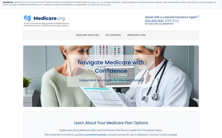 Screenshot of medicare.org