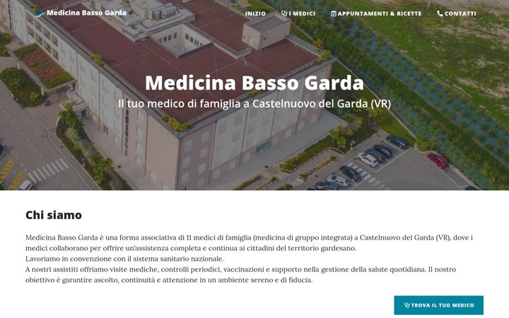 Kuvakaappaus sivustosta medicinabassogarda.it