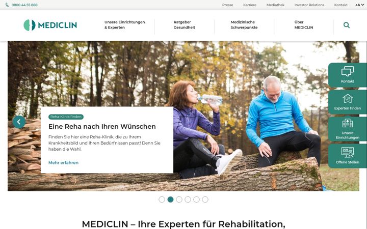 Screenshot of mediclin.de