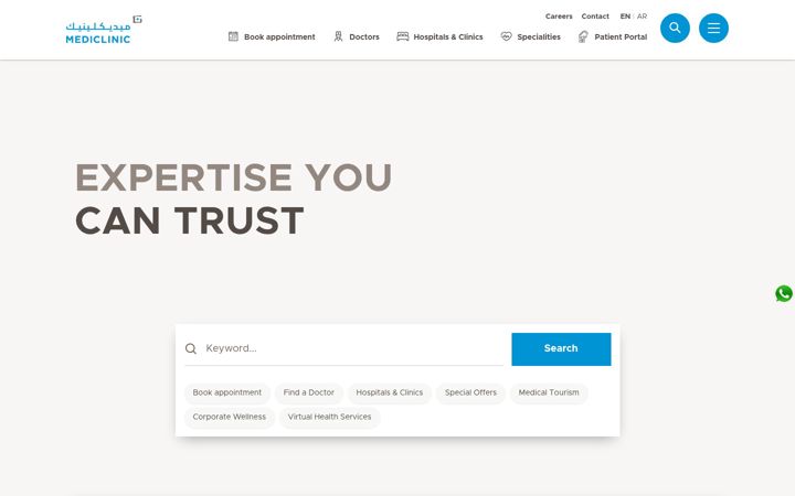 Screenshot of mediclinic.ae
