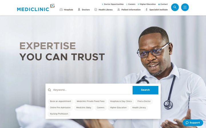 Screenshot of mediclinic.co.za