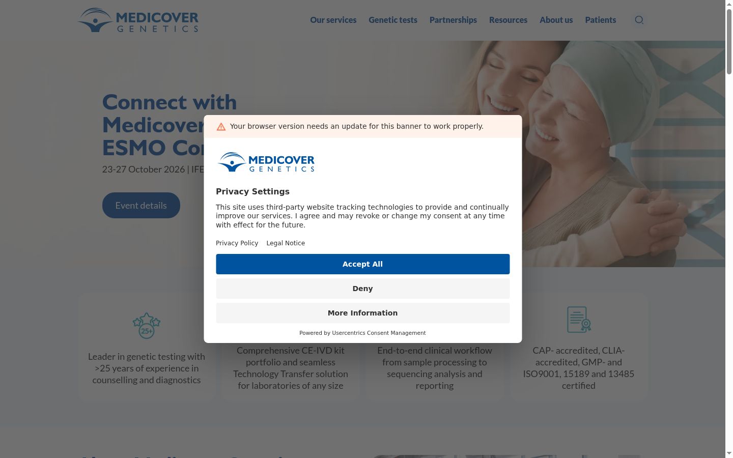 Sutikimo reklamjuostės, rodytos prieš bet kokią sąveiką, ekrano kopija