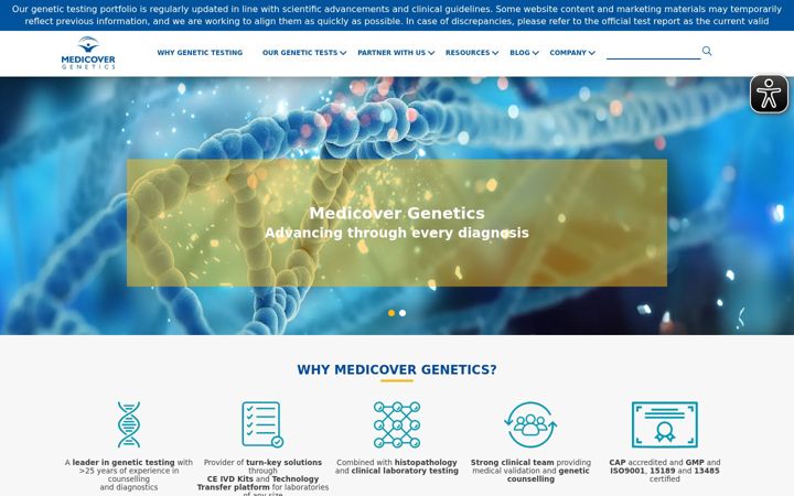 Screenshot of medicover-genetics.com
