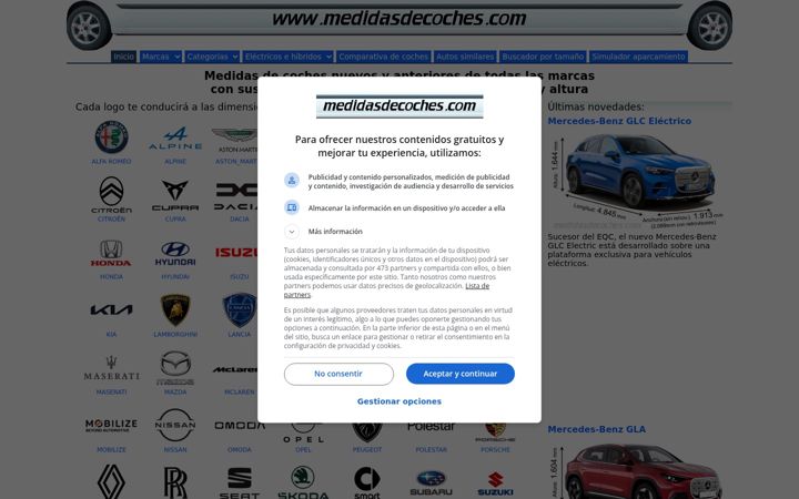 Screenshot of medidasdecoches.com