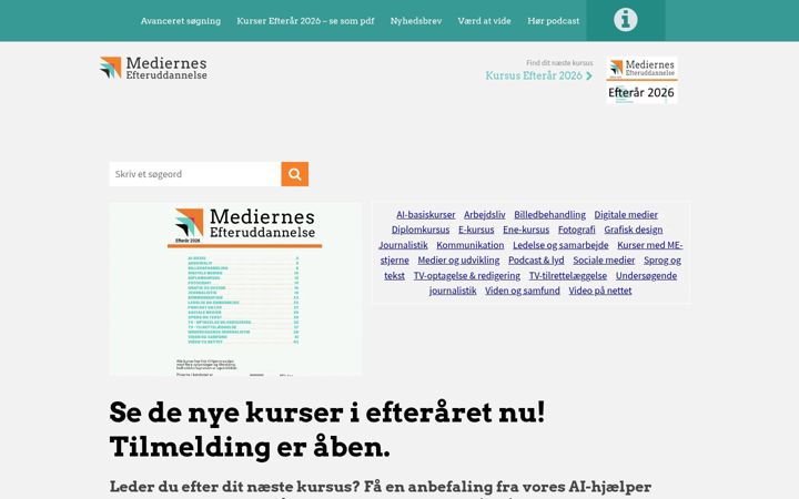 Ekrano kopija mediernesefteruddannelse.dk
