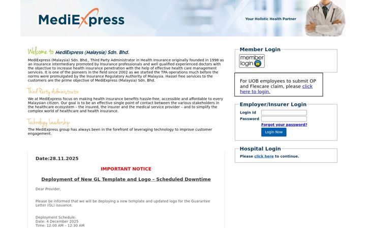 Screenshot of mediexpress.com.my