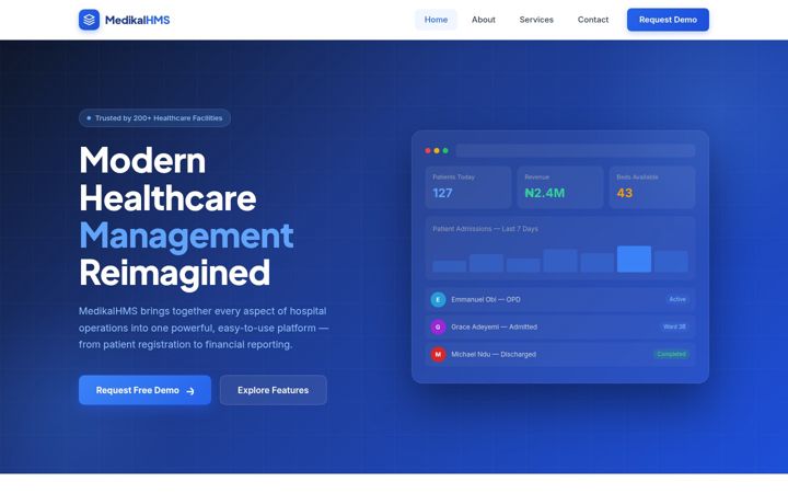 Screenshot of medikalhms.com