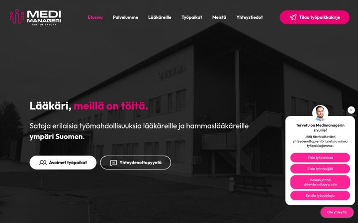 Snímek obrazovky medimanageri.fi