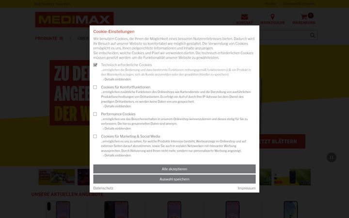 Screenshot von medimax.de