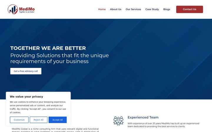Screenshot of medimoglobal.com