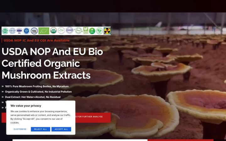 Screenshot of medimushroomextract.com
