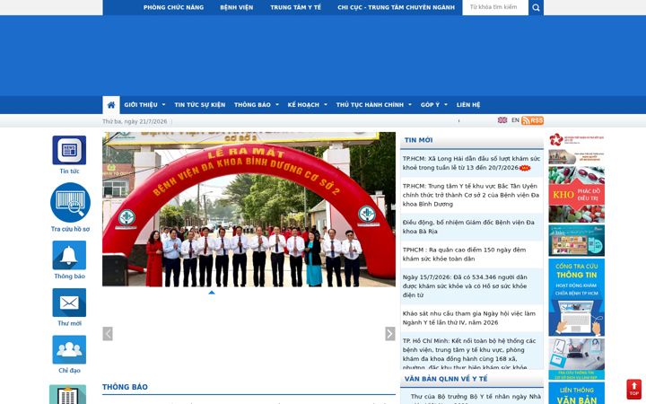 Screenshot of medinet.gov.vn