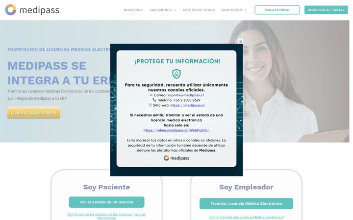Screenshot of medipass.cl