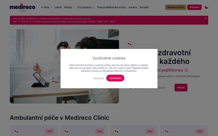 Posnetek zaslona medirecoclinic.cz