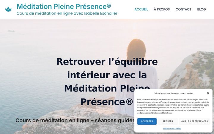 Screenshot of meditationpleinepresence.com