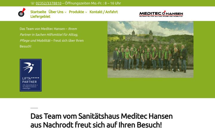 Captura de ecrã de meditec-hansen.de