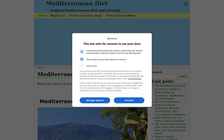 Screenshot of mediterraneandiet.com