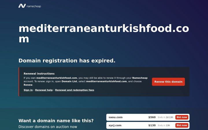 Screenshot of mediterraneanturkishfood.com