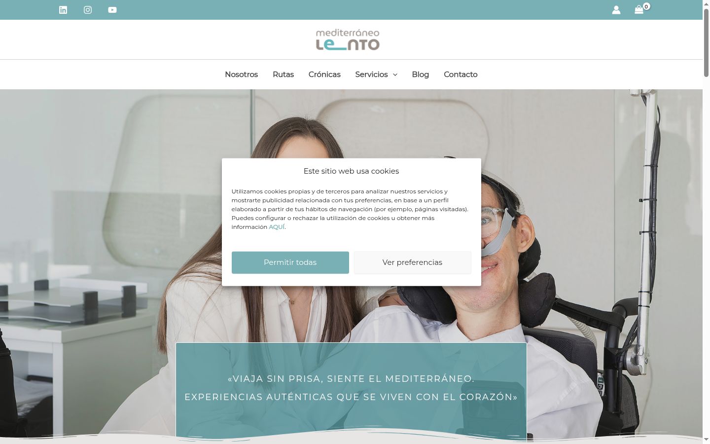 Captura de ecrã do banner de consentimento apresentado antes de qualquer interação