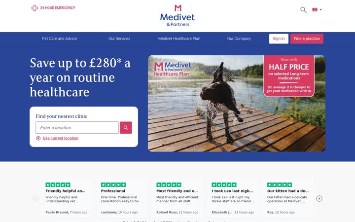 Screenshot of medivetgroup.com