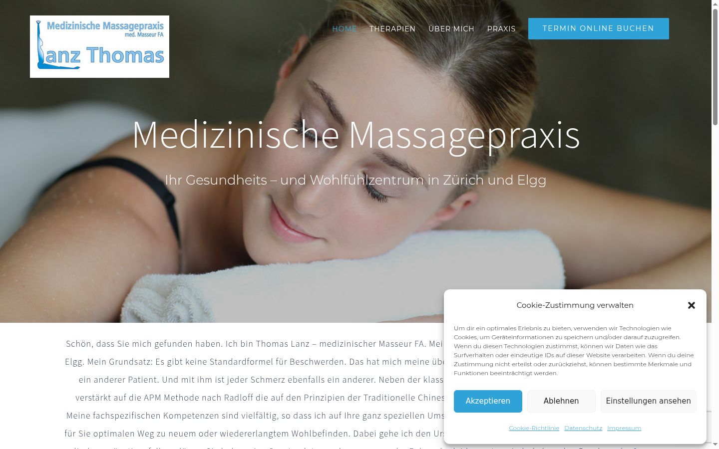 Screenshot des Einwilligungsbanners vor jeglicher Interaktion