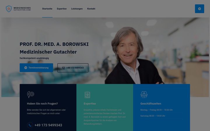 Screenshot of medizinisches-gutachten.com