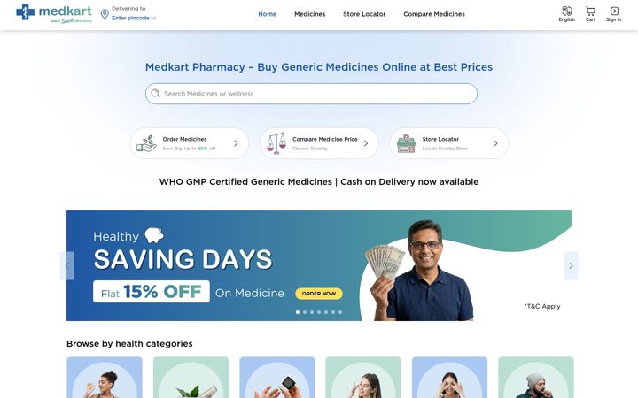 Screenshot of medkart.in