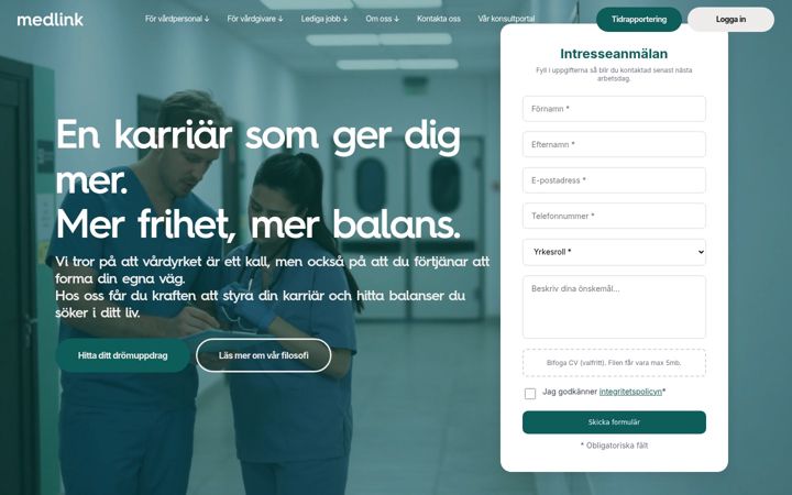 Skærmbillede af medlink.se
