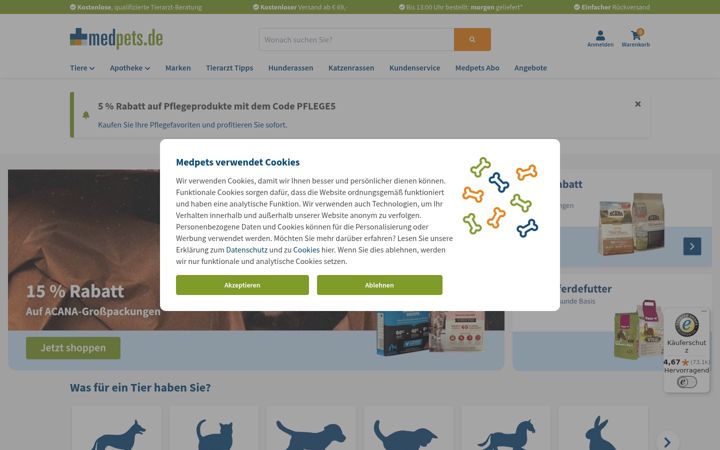 Screenshot of medpets.de