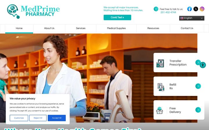 Screenshot of medprimepharmacy.com