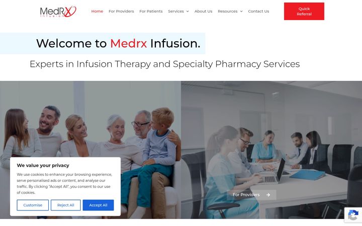 Screenshot of medrxinfusion.com