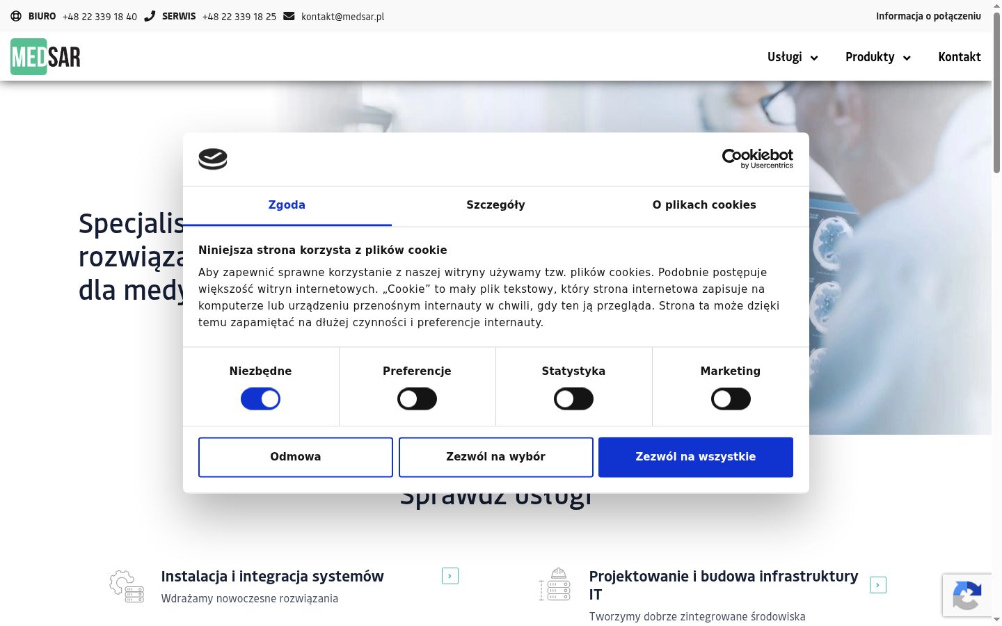 Zrzut ekranu banera zgody wyświetlanego przed jakąkolwiek interakcją
