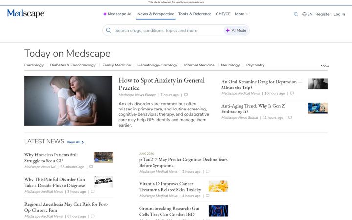 Screenshot του medscape.com