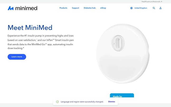 Screenshot of medtronic-diabetes.com