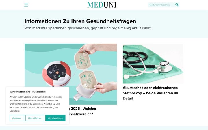 Screenshot of meduni.com
