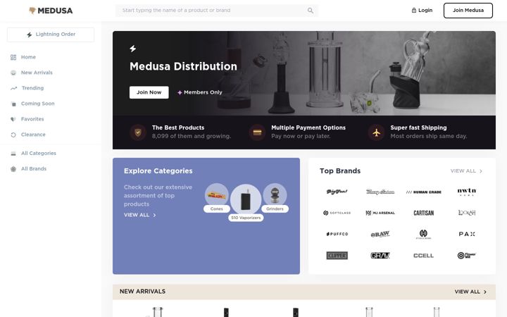 Screenshot of medusadistribution.com