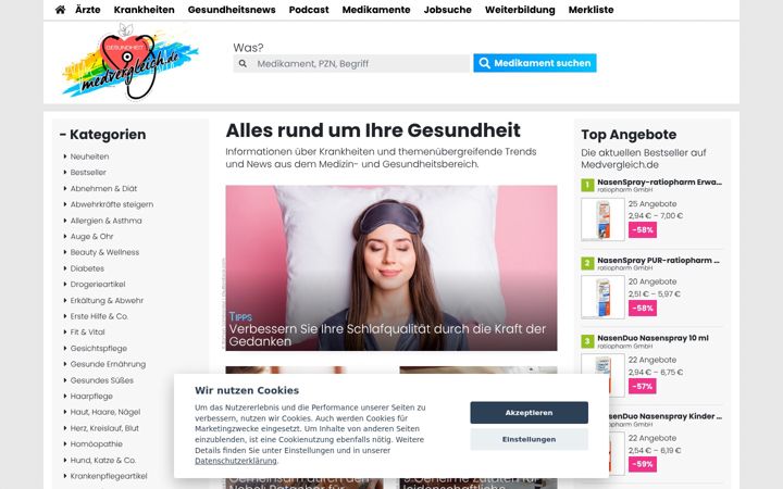 Screenshot of medvergleich.de