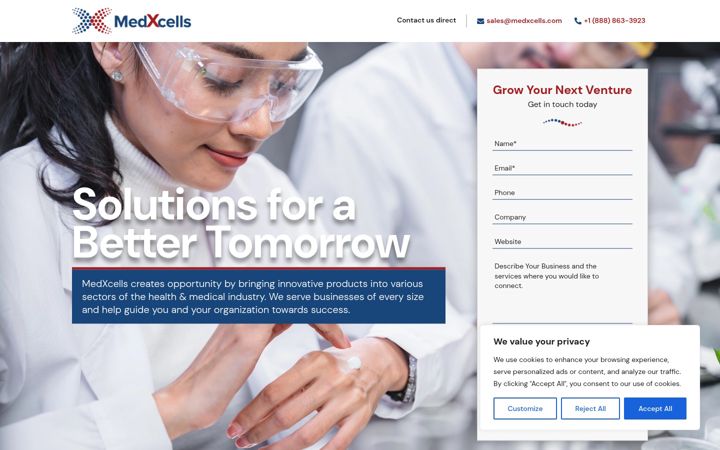 Screenshot of medxcells.com