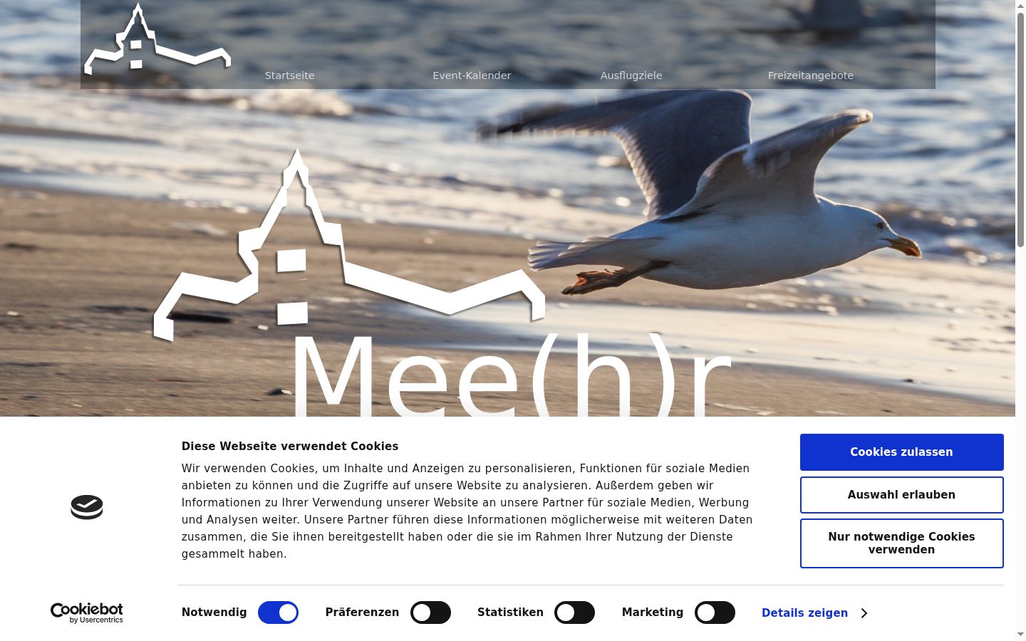 Captura de pantalla del banner de consentimiento mostrado antes de cualquier interacción