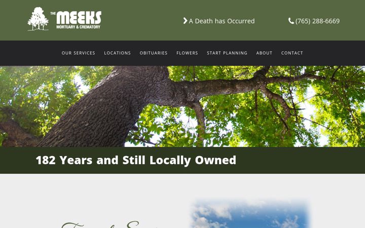 Screenshot of meeksmortuary.com
