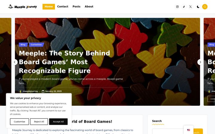 Screenshot of meeplejourney.com
