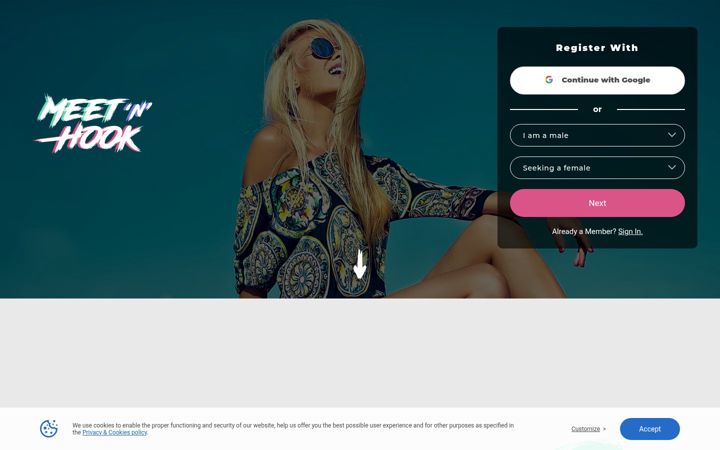 Screenshot of meet-n-hook.com