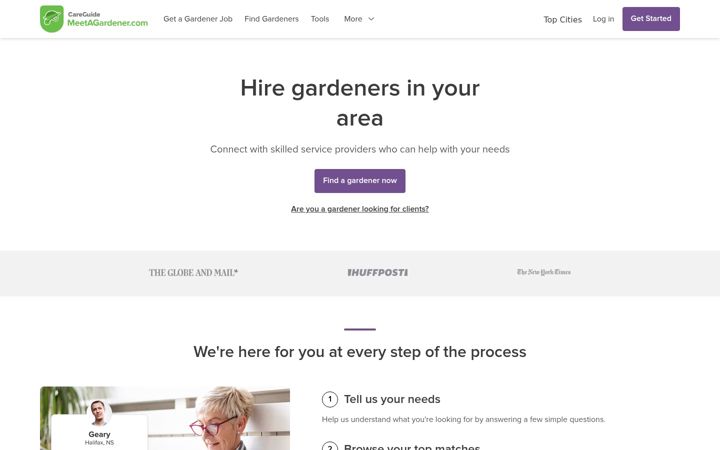 Skjermbilde av meetagardener.com