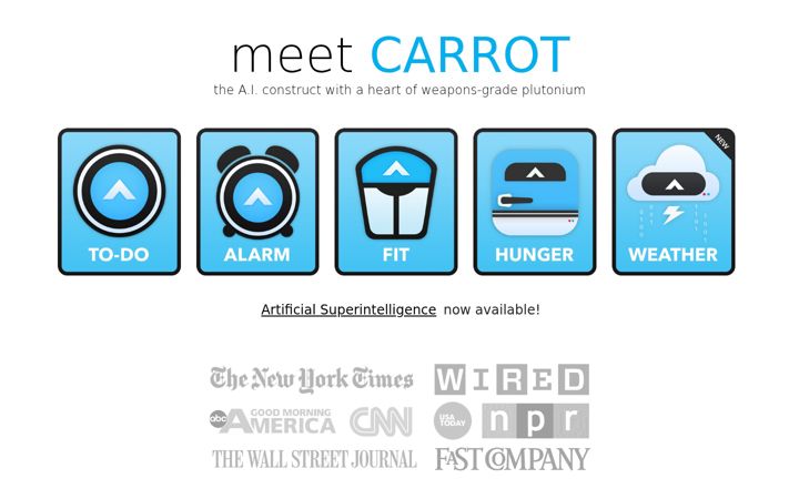 Posnetek zaslona meetcarrot.com