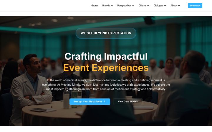Screenshot of meetingmindsexperts.com