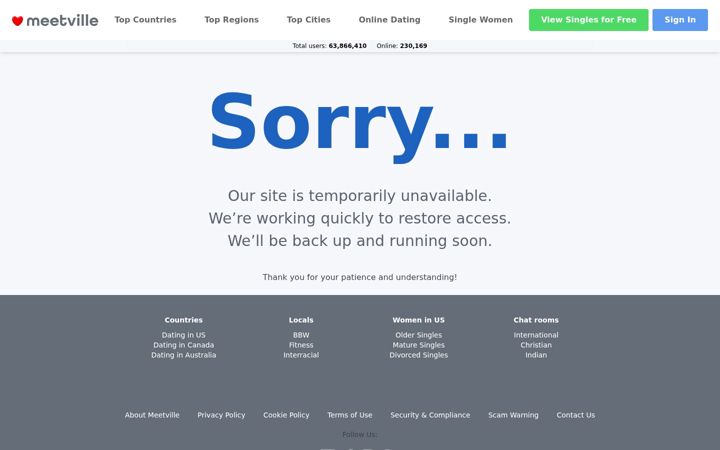 Screenshot of meetville.com