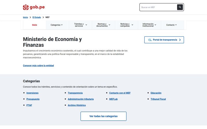 Screenshot of mef.gob.pe