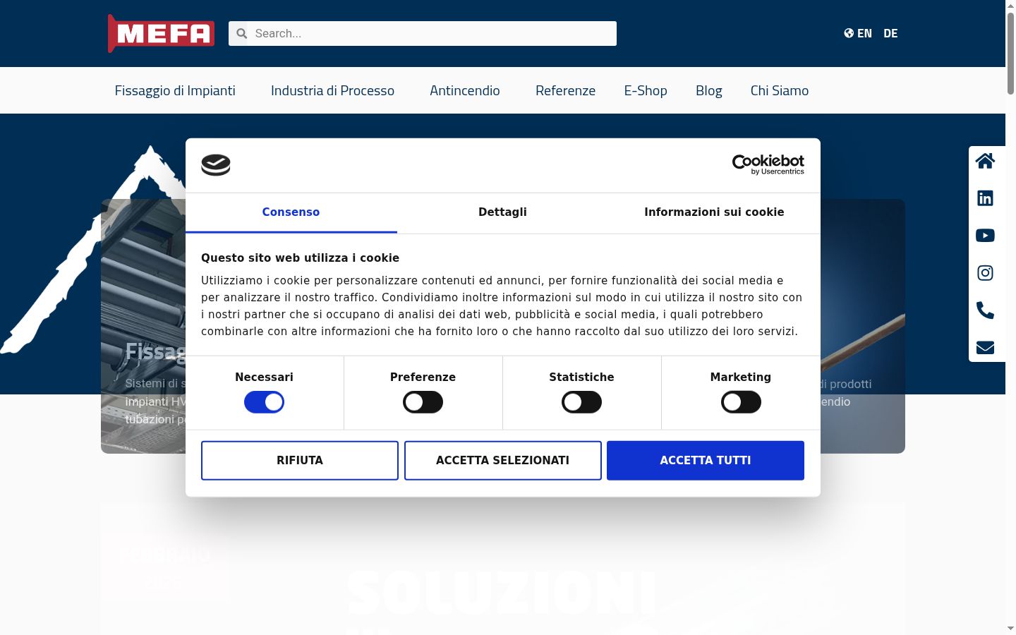 Skärmbild av samtyckesbannern som visades före någon interaktion
