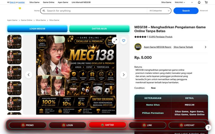 Screenshot of meg138.com
